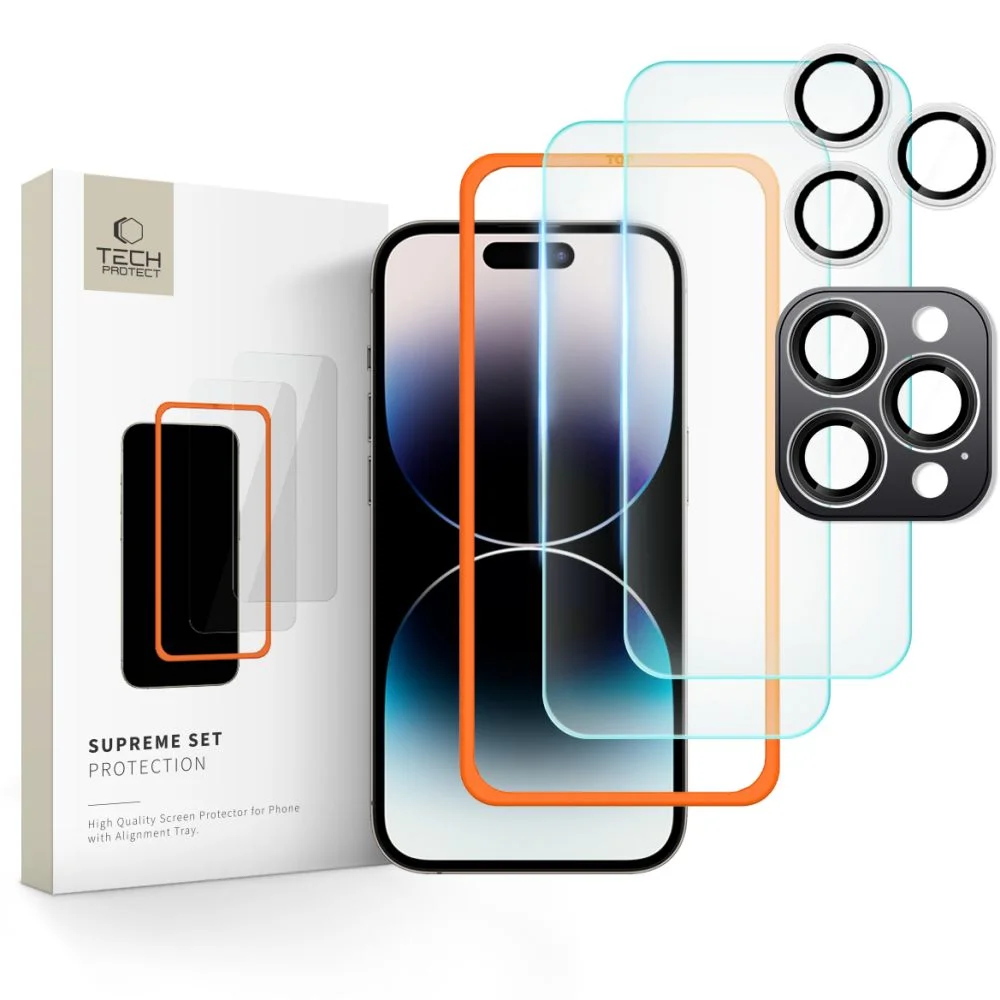 Φωτογραφία προϊόντος: Tech-Protect Supreme Tempered Glass Set 3-Pack iPhone 16 Pro Max Clear