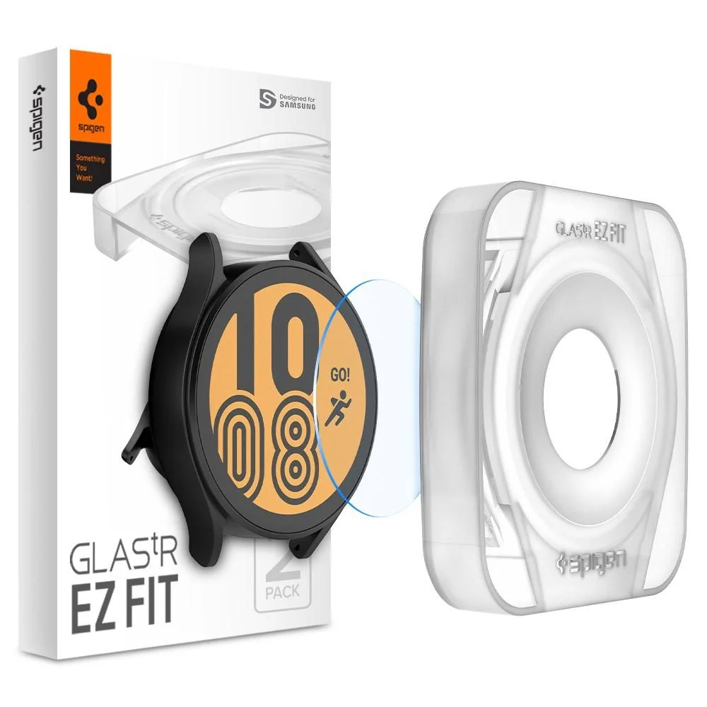 Φωτογραφία προϊόντος: Spigen Glas.tR EZ-FIT Tempered Glass (2 pack) Samsung Galaxy Watch 4 / 5 (44mm) Clear