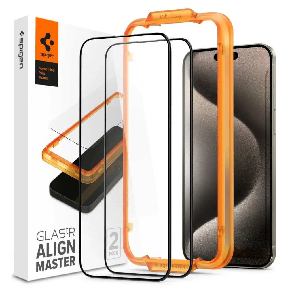 Φωτογραφία προϊόντος: Spigen Glas tR Align Master FC Tempered Glass 2-pack iPhone 15 Pro Max Black