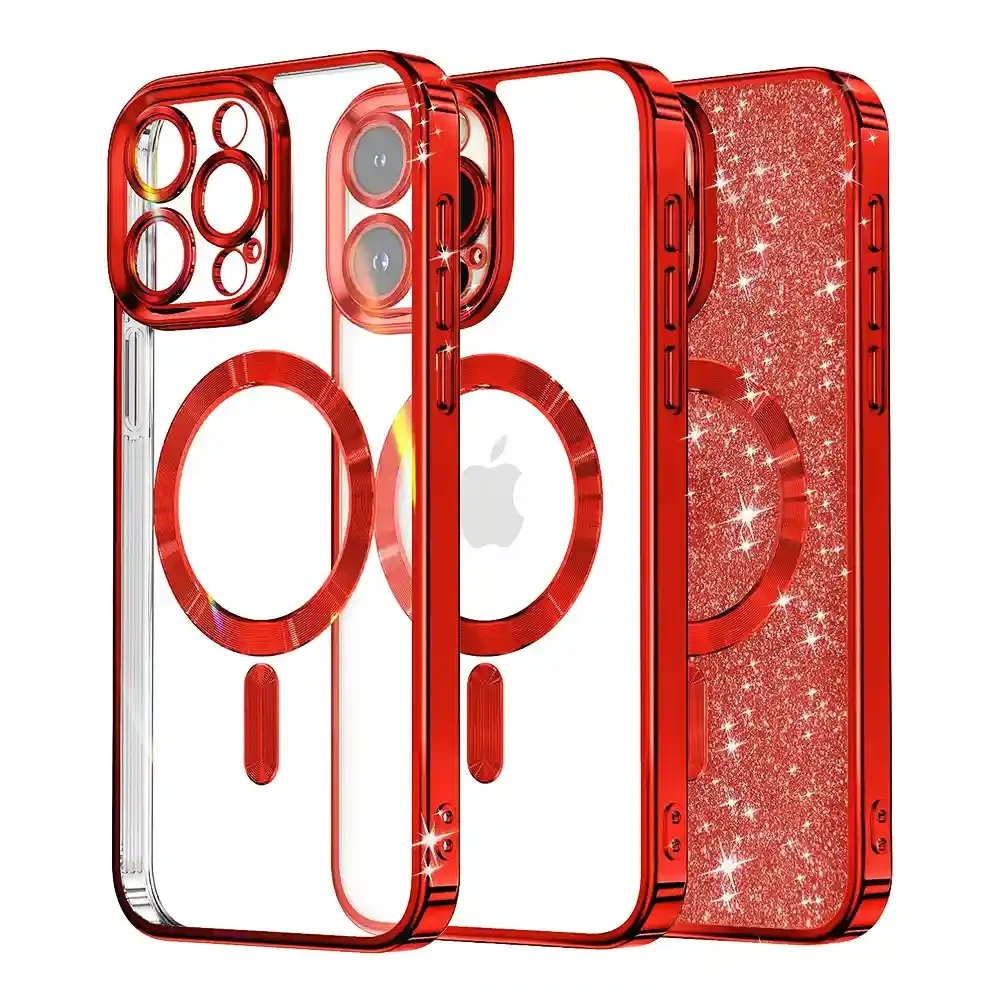 Φωτογραφία προϊόντος: Techsuit Θήκη Luxury Glitter MagSafe iPhone 16 Pro Max Red