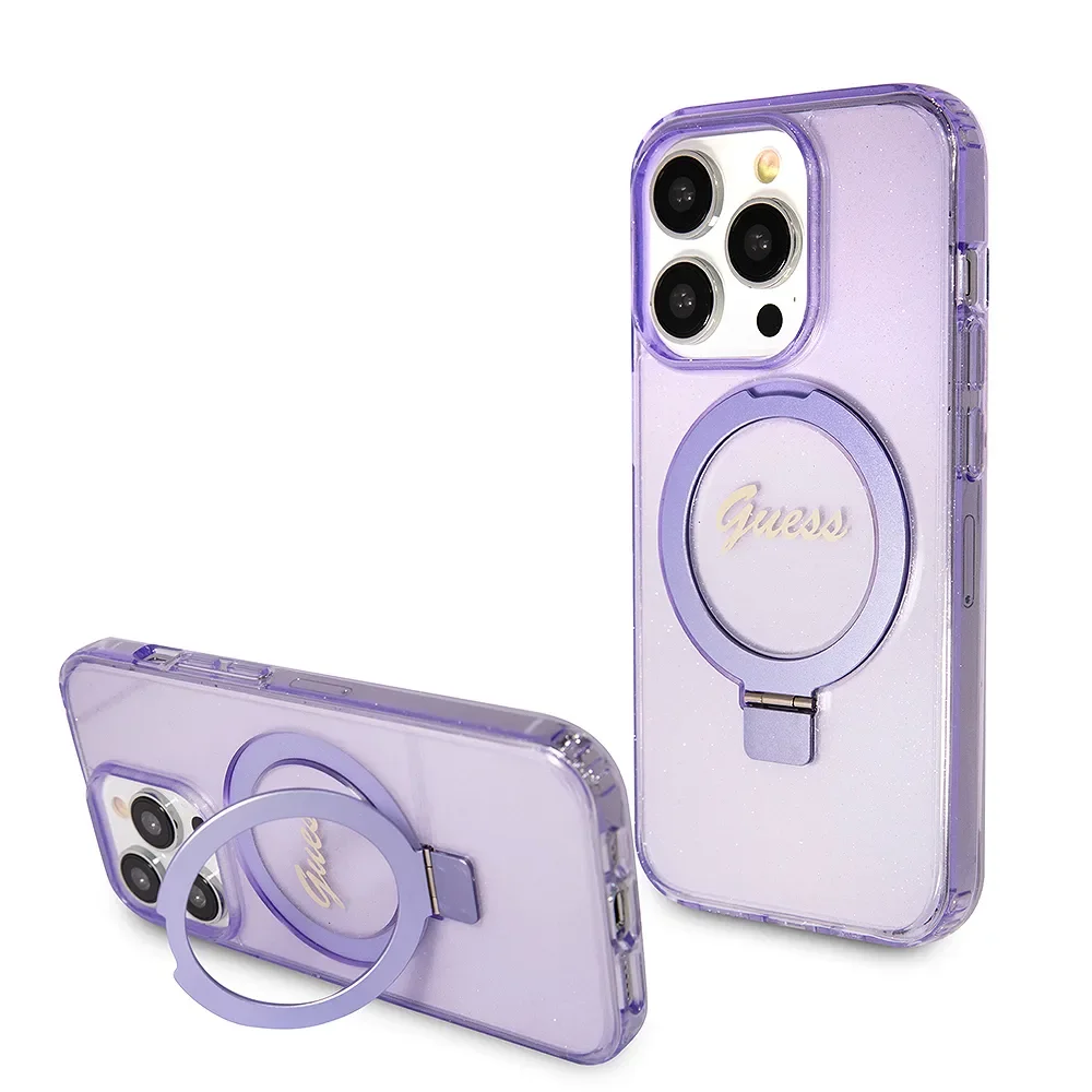 Φωτογραφία προϊόντος: Guess Θήκη IML Ring Stand Glitter MagSafe iPhone 15 Pro Purple