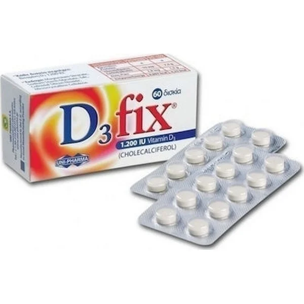 Φωτογραφία προϊόντος: Uni-Pharma D3 Fix Βιταμίνη D3, 1.200iu 60tabs