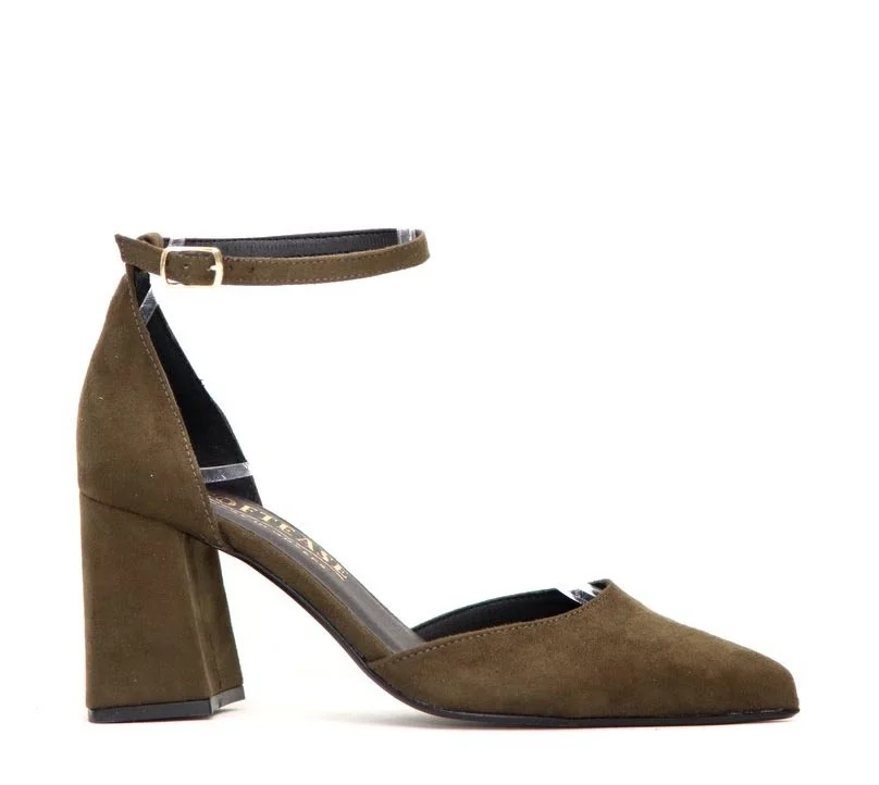 Φωτογραφία προϊόντος: Anteos Shoes 2025-703 Γυναικεία Γόβα Eco-Suede σε Λαδί χρώμα