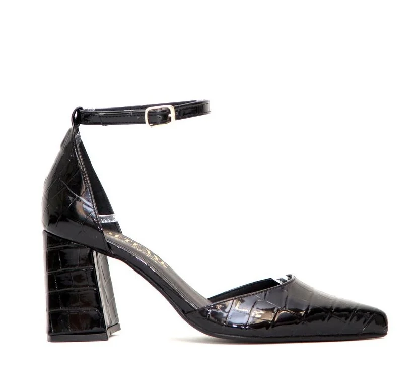 Φωτογραφία προϊόντος: Anteos Shoes 2025-703 Γυναικεία Γόβα Eco Λουστρίνι σε Μαύρο Κροκό χρώμα