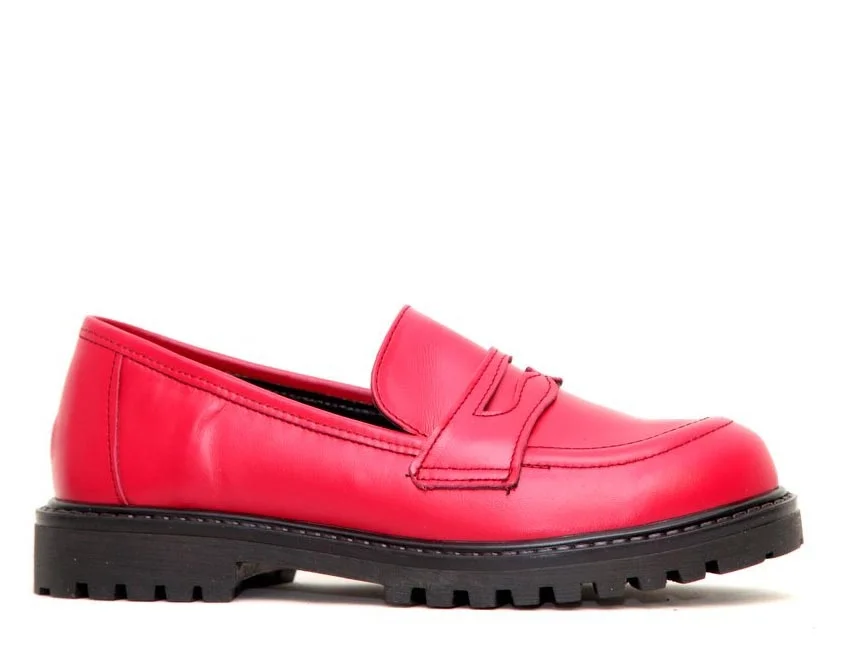 Φωτογραφία προϊόντος: Anteos Shoes 2025-902 Γυναικεία Loafers από Δέρμα σε Κόκκινο χρώμα