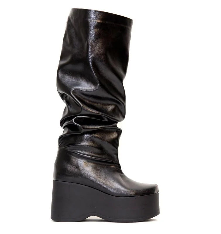 Φωτογραφία προϊόντος: Anteos Shoes 24639 Γυναικείες Μπότες Shine από Σπαστό Eco Λουστρίνι σε Μαύρο χρώμα