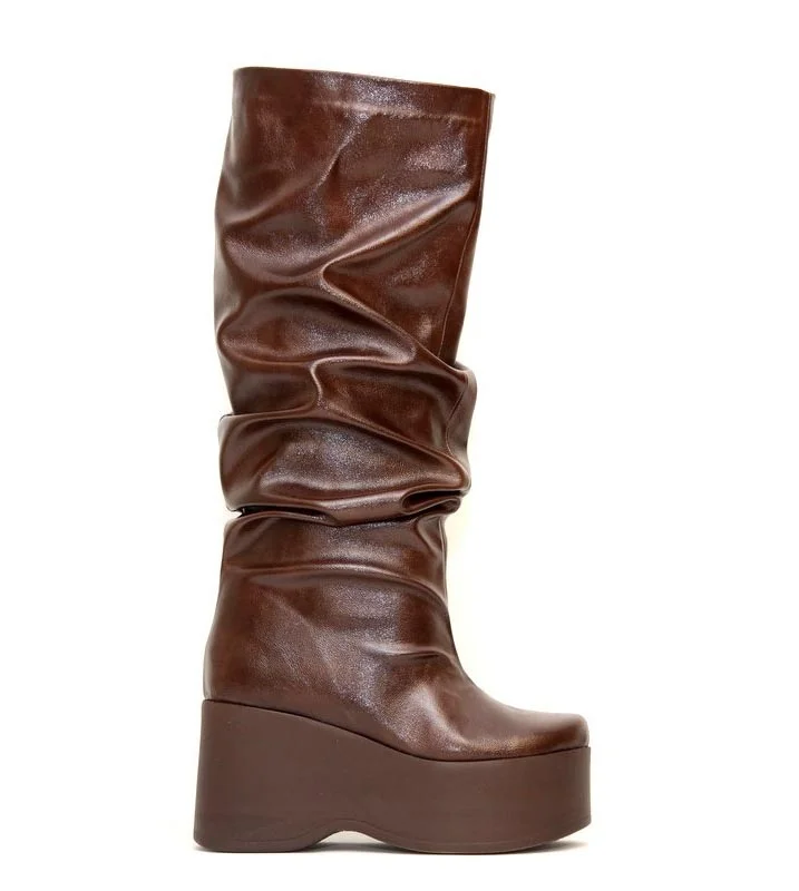 Φωτογραφία προϊόντος: Anteos Shoes 24639 Γυναικείες Μπότες Shine από Σπαστό Eco Λουστρίνι σε Καφέ χρώμα