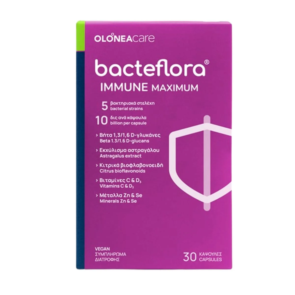 Φωτογραφία προϊόντος: Olonea Bacteflora Immune Maximum με Προβιοτικά και Πρεβιοτικά 30 φυτικές κάψουλες