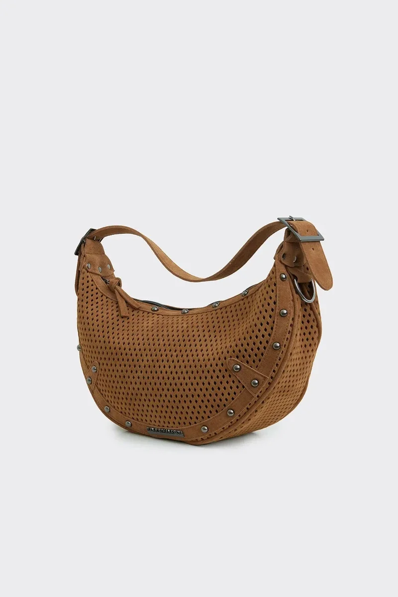 Φωτογραφία προϊόντος: Elena Athanasiou Bags Hype Net Baguette Suede Ταμπά Τσάντα Elena Athanasiou