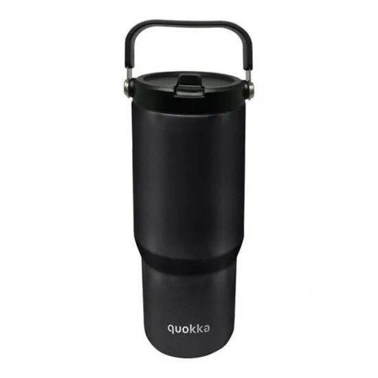 Φωτογραφία προϊόντος: Quokka Handled Tumbler Θερμός BPA Free 860ml Μαύρο Core Black με Καλαμάκι και Λαβή 40340