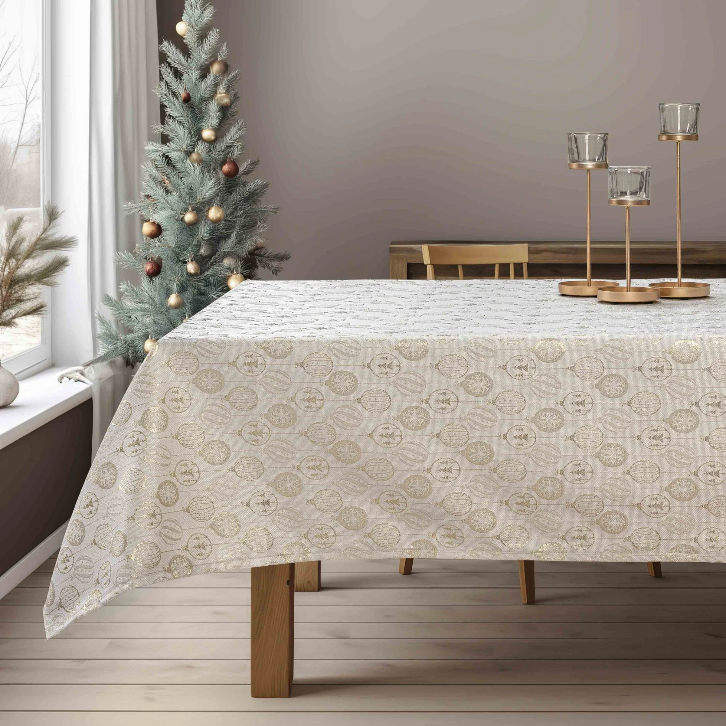 Φωτογραφία προϊόντος: Beauty Home ΤΡΑΠΕΖΟΜΑΝΤΗΛΟ ΖΑΚΑΡ ΧΡΙΣΤΟΥΓΕΝΝΙΑΤΙΚΕΣ ΜΠΑΛΕΣ - 135 x 135 cm