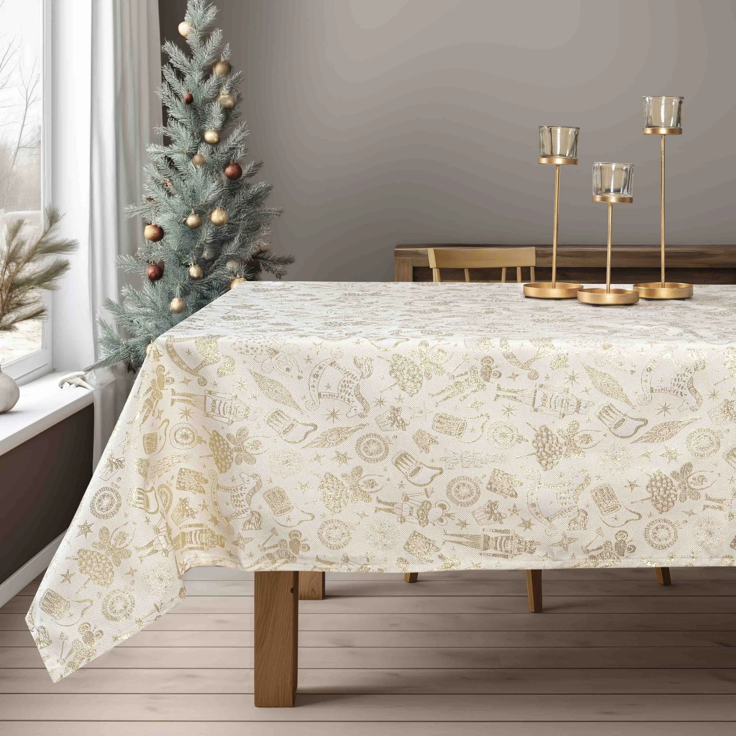 Φωτογραφία προϊόντος: Beauty Home ΤΡΑΠΕΖΟΜΑΝΤΗΛΟ ΖΑΚΑΡ ΚΑΡΥΟΘΡΑΥΣΤΗΣ ΜΕ ΧΡΥΣΟ ΛΟΥΡΕΞ - 135 x 180 cm