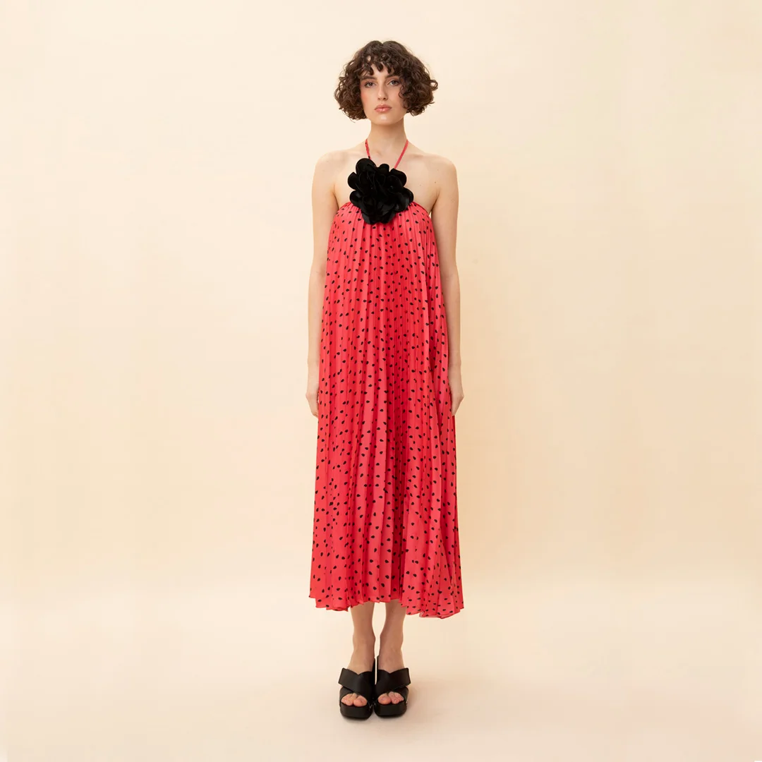 Φωτογραφία προϊόντος: WE ARE We_Are Pleated Printed Dress SS24-0717 Coral Karpouzi