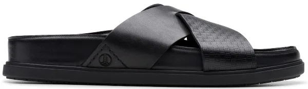 Φωτογραφία προϊόντος: Clarks ανδρικές παντόφλες δερμάτινες ανατομικές σε μαύρο χρώμα 26180888 Torford Cross Black
