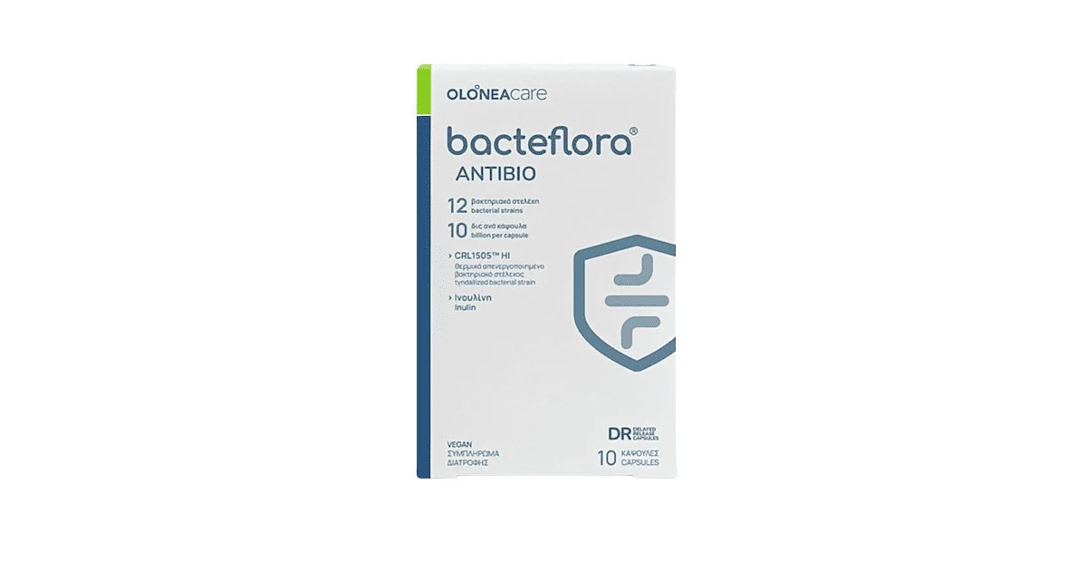 Φωτογραφία προϊόντος: Olonea Bacteflora Antibio με Προβιοτικά και Πρεβιοτικά 10 κάψουλες