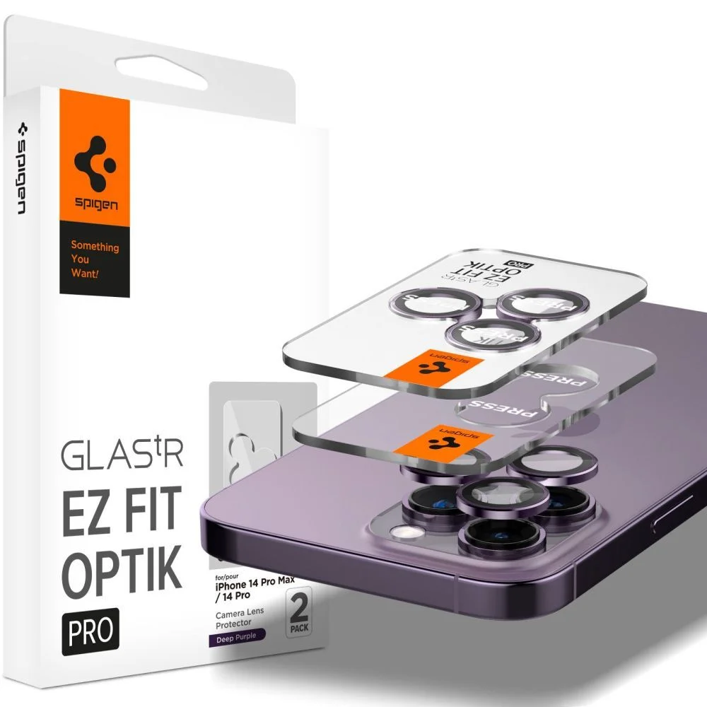 Φωτογραφία προϊόντος: Spigen Optik.TR ”ez Fit” Camera Protector 2-pack iPhone 14 Pro / 14 Pro Max Deep Purple
