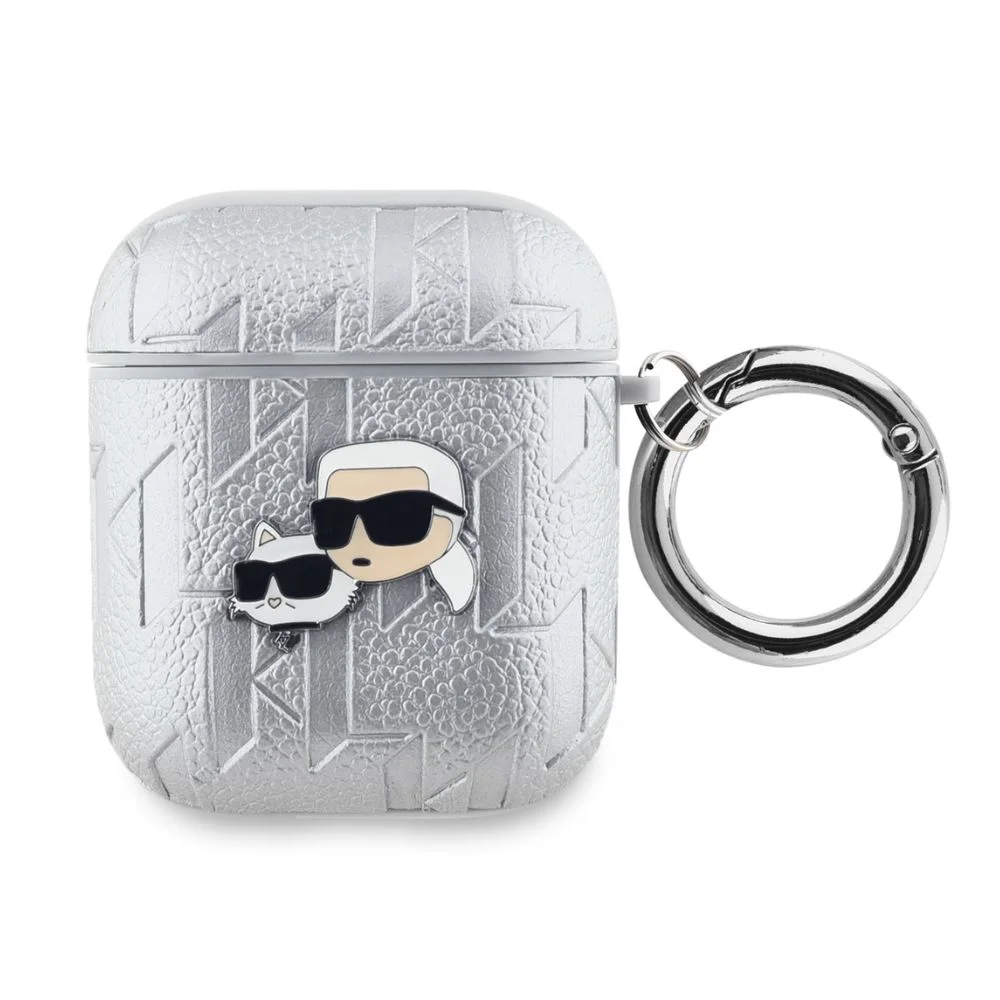 Φωτογραφία προϊόντος: Karl Lagerfeld Θήκη PU Embossed Karl and Choupette Heads AirPods 1/2 Silver