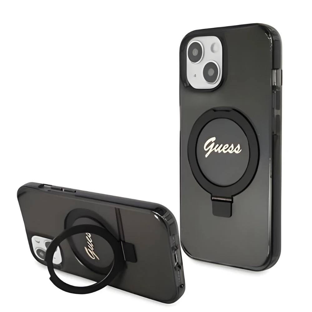 Φωτογραφία προϊόντος: Guess Θήκη IML Ring Stand Glitter MagSafe iPhone 15 Black