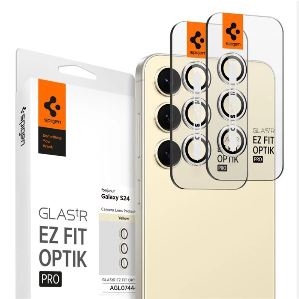 Φωτογραφία προϊόντος: Spigen Glass tR EZ Fit Optik Pro Camera Tempered Glass 2 Pack Samsung Galaxy S24 Yellow