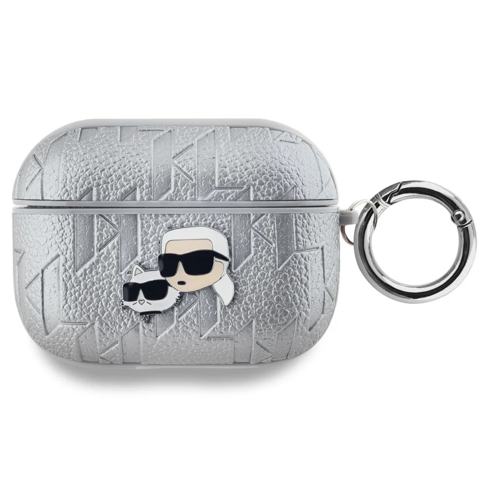 Φωτογραφία προϊόντος: Karl Lagerfeld Θήκη PU Embossed Karl and Choupette Heads AirPods Pro Silver