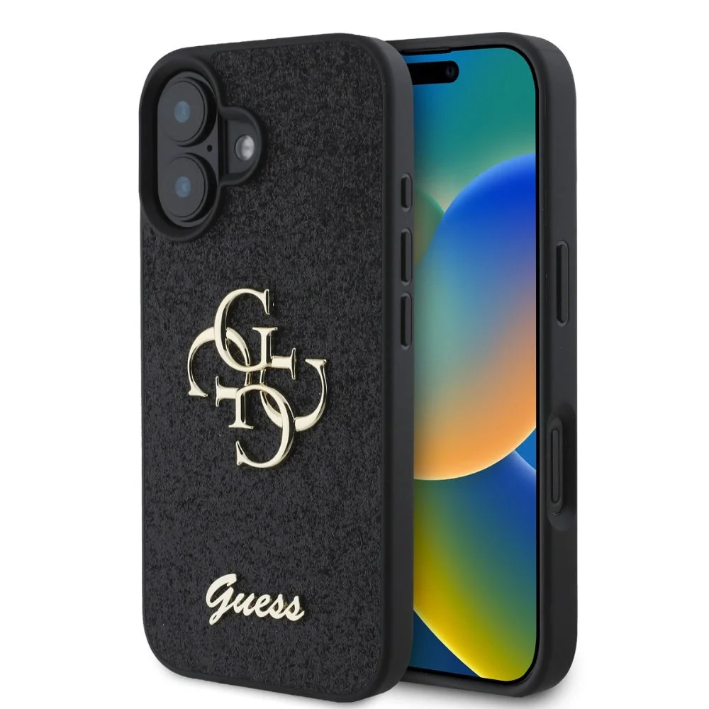 Φωτογραφία προϊόντος: Guess PU Fixed Glitter 4G Metal Logo iPhone 16 Black