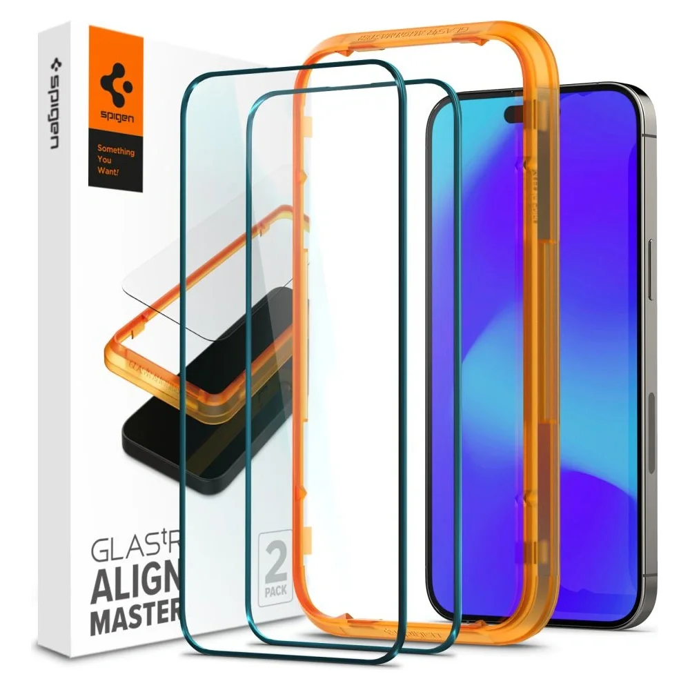 Φωτογραφία προϊόντος: Spigen GLAS.tR AlignMaster Tempered Glass 2 Pack iPhone 14 Pro Max Black
