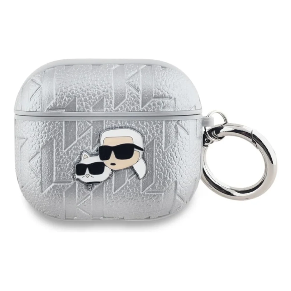 Φωτογραφία προϊόντος: Karl Lagerfeld Θήκη PU Embossed Karl and Choupette Heads AirPods 3 Silver