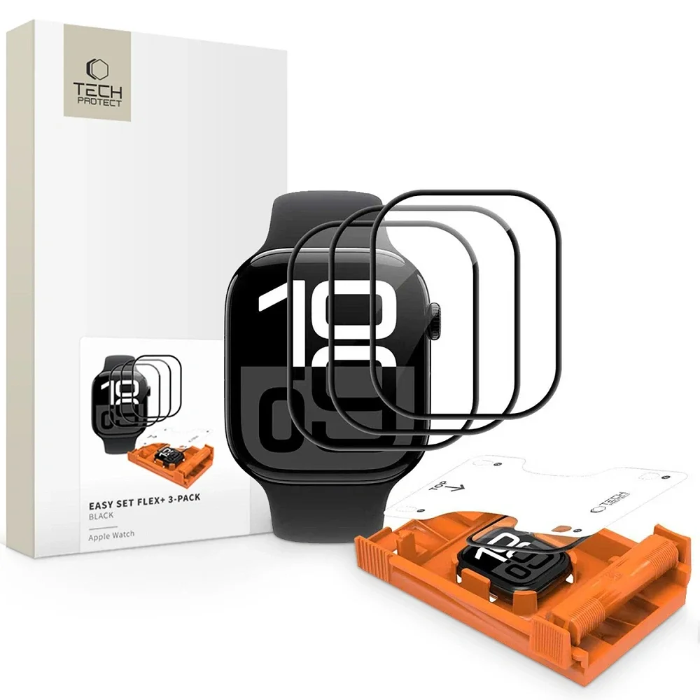 Φωτογραφία προϊόντος: Tech-Protect Hybrid Glass Easy Set Flex+ 3-Pack Apple Watch 4 / 5 / 6 / SE 1 / 2 / 3 (40 mm) Black