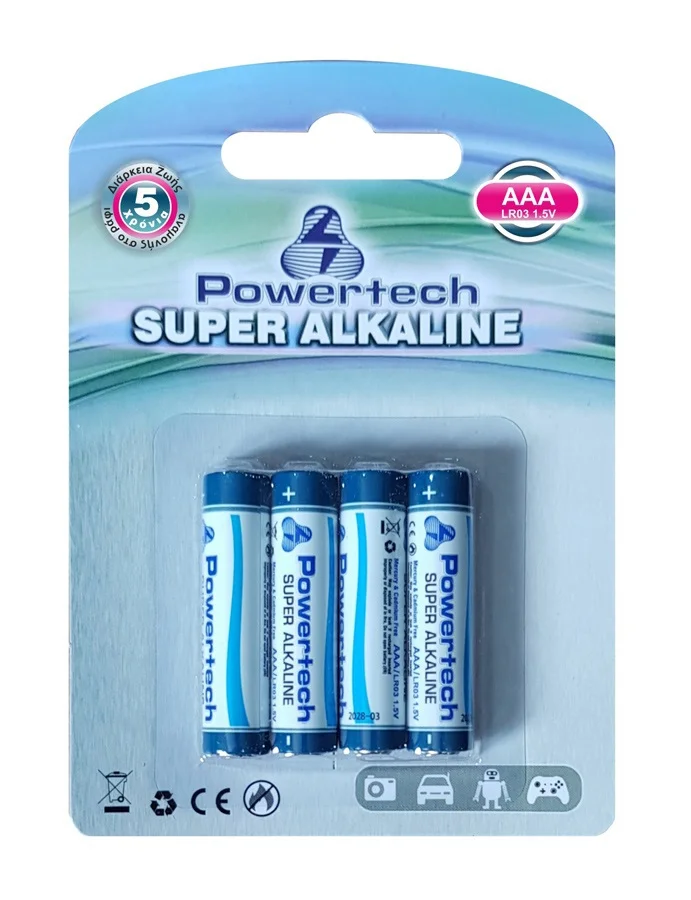 Φωτογραφία προϊόντος: POWERTECH Super Αλκαλικές μπαταρίες AAA LR03, 4 τεμ