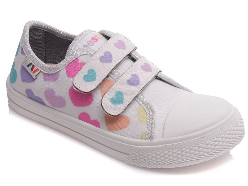 Φωτογραφία προϊόντος: Weestep sneakers Kids για κορίτσια με διπλό velcro με καρδούλες