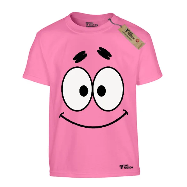 Φωτογραφία προϊόντος: Μπλουζάκι παιδικό κοντομάνικο βαμβακερό Takeposition H-cool Patric star face, σε Φουξ, 806-1401-23
