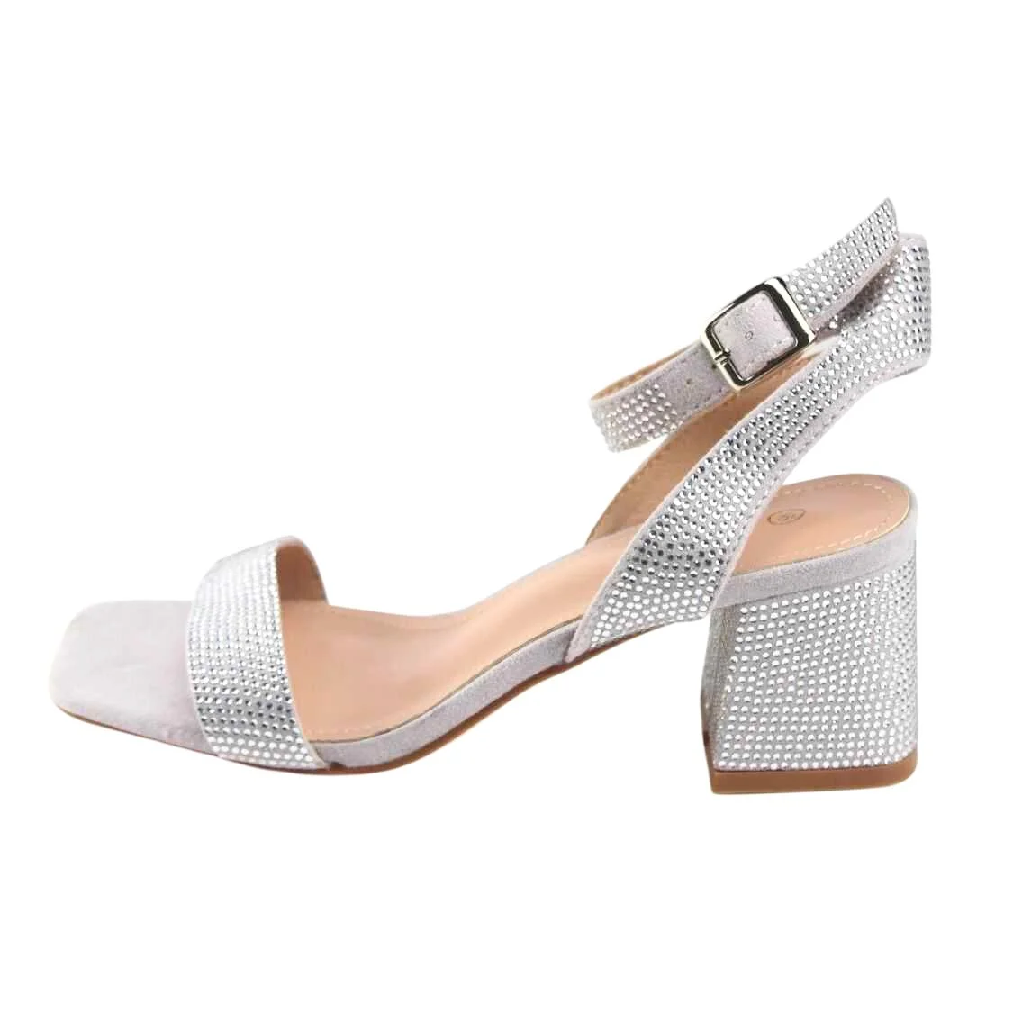 Φωτογραφία προϊόντος: MIA SHOES Γυναικεία Πέδιλα με Στρας και Χοντρό Χαμηλό Τακούνι