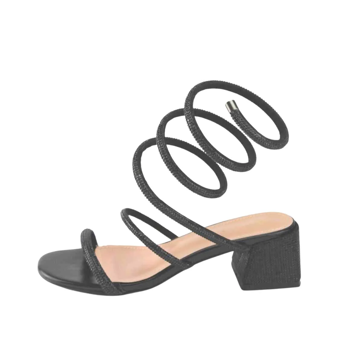 Φωτογραφία προϊόντος: MIA SHOES Πέδιλα με Χαμηλό Τακούνι και Περιστρεφόμενο Λουράκι από Strass