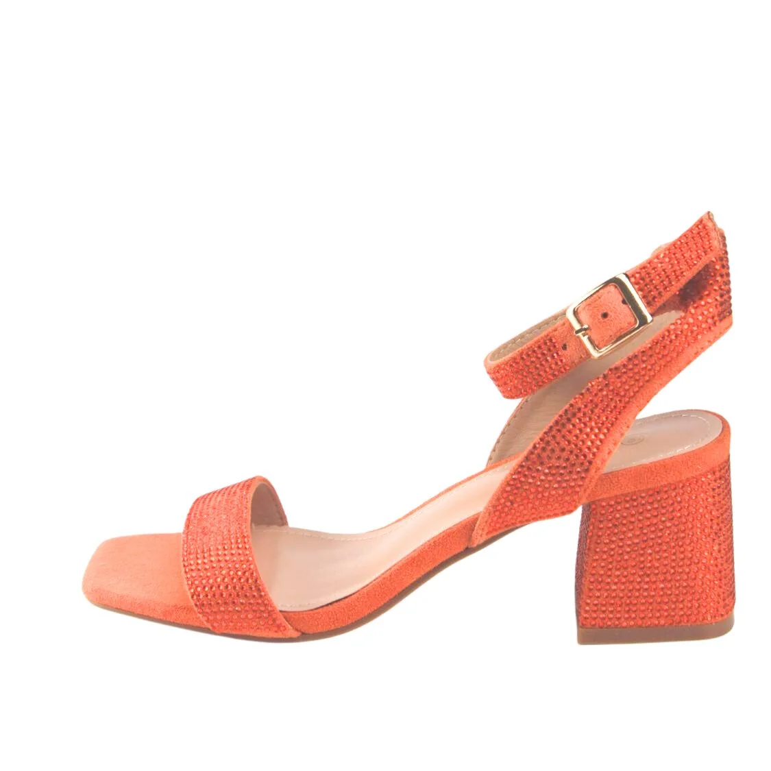 Φωτογραφία προϊόντος: MIA SHOES Γυναικεία Πέδιλα με Στρασ και Χοντρό Χαμηλό Τακούνι πορτοκαλί