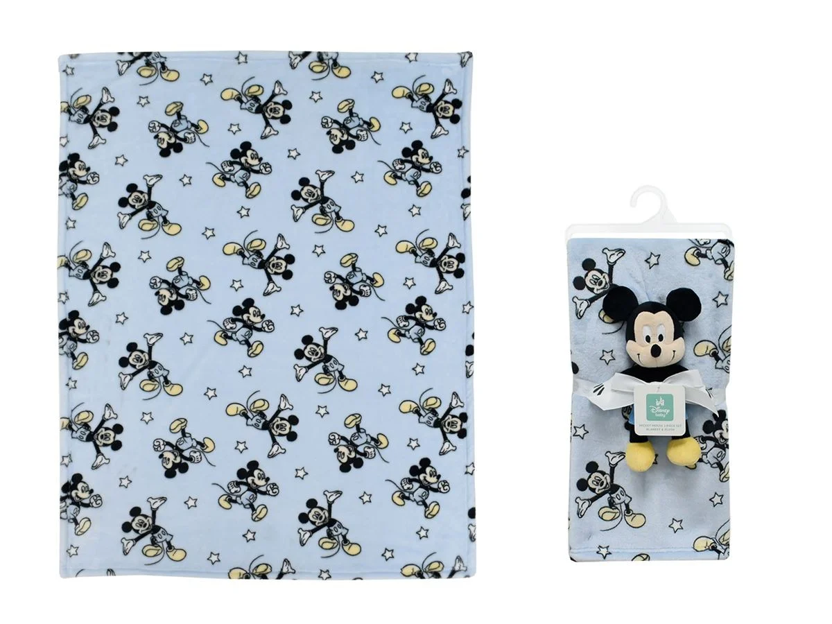 Φωτογραφία προϊόντος: DIMcol Λούτρινο Disney Home Σετ 2 Τεμ. bebe Mickey 29 Ύψος 25 cm & Κουβέρτα Coral Fleece 75X100 cm Wathet Blue 100% Polyester