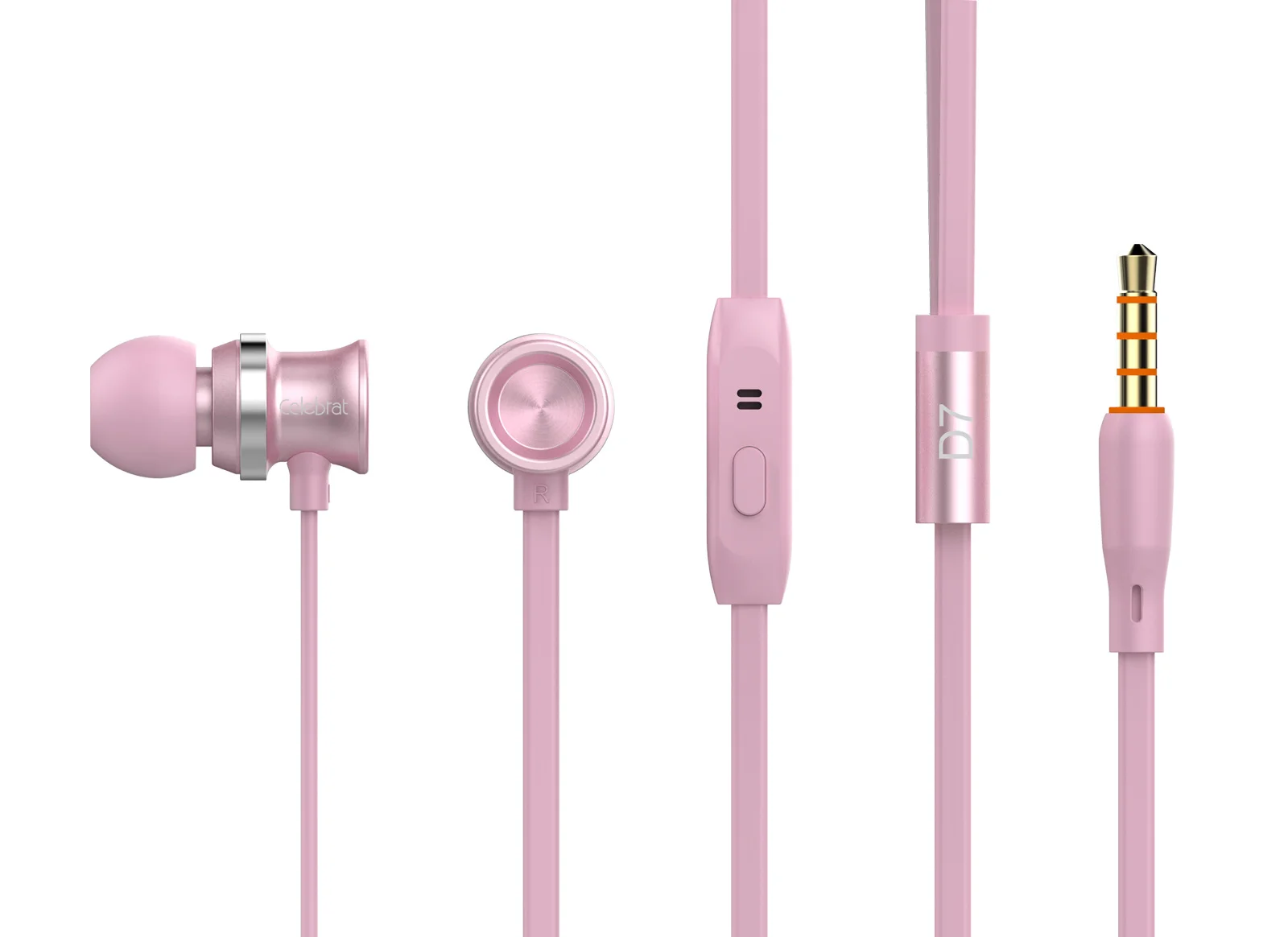 Φωτογραφία προϊόντος: CELEBRAT earphones με μικρόφωνο D7, 3.5mm σύνδεση, Φ10mm, 1.2m, ροζ