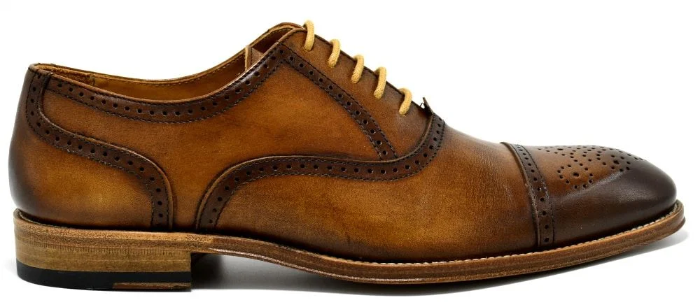 Φωτογραφία προϊόντος: Oxfords παπούτσια Ανδρικά Paco Milan 3489 σε δέρμα καφέ με διχρωμίες