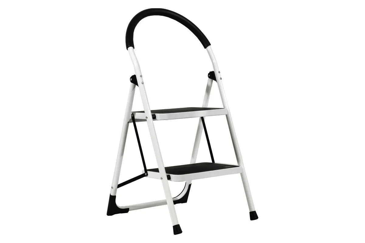 Φωτογραφία προϊόντος: General Trade Σκαλάκι-σκαμπό High Folding Step Stool με 2 σκαλιά μεταλλικό λευκό-μαύρο 47,5x49,5x81εκ. αντοχής max150Kg πτυσσόμενο