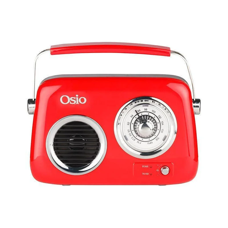 Φωτογραφία προϊόντος: Osio OPR-3040R Retro Φορητό Ραδιόφωνο Επαναφορτιζόμενο με Bluetooth και USB Κόκκινο