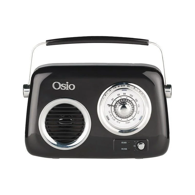 Φωτογραφία προϊόντος: Osio OPR-3040B Retro Φορητό Ραδιόφωνο Επαναφορτιζόμενο με Bluetooth και USB Μαύρο