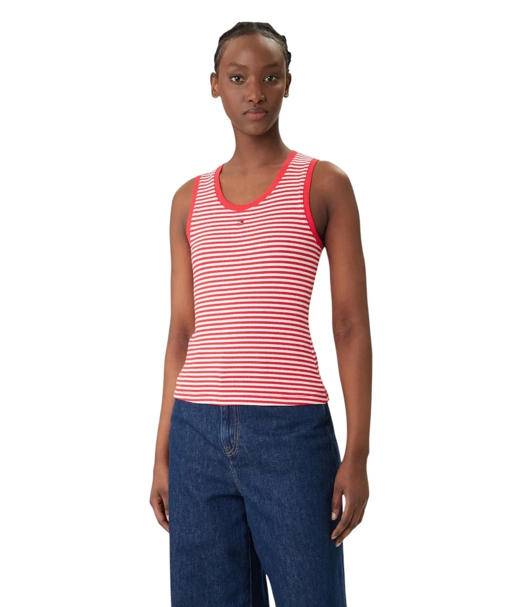 Φωτογραφία προϊόντος: Tommy Hilfiger - Γυναικείο T-shirt Αμάνικο Rib Essential Tank Top Slim Fit DW0DW20673-0EY Κόκκινο