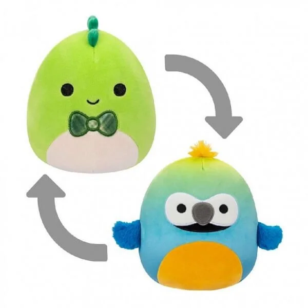 Φωτογραφία προϊόντος: Jazwares Λούτρινο Flip-a-Mallow by Squishmallows Danny the Dinosaur & Baptise the Macaw 13εκ.
