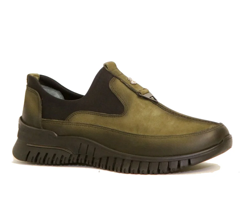 Φωτογραφία προϊόντος: Anteos Shoes Anteos Venus 24400 Γυναικεία Loafers - Sneakers από Δέρμα Nubuck σε Χακί χρώμα