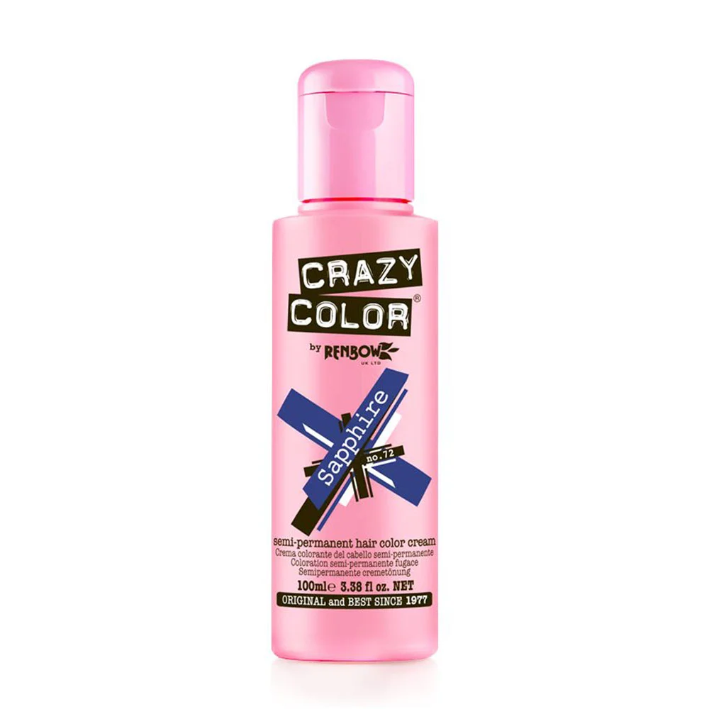 Φωτογραφία προϊόντος: Crazy color ημιμόνιμη κρέμα-βαφή μαλλιών sapphire no72 100ml
