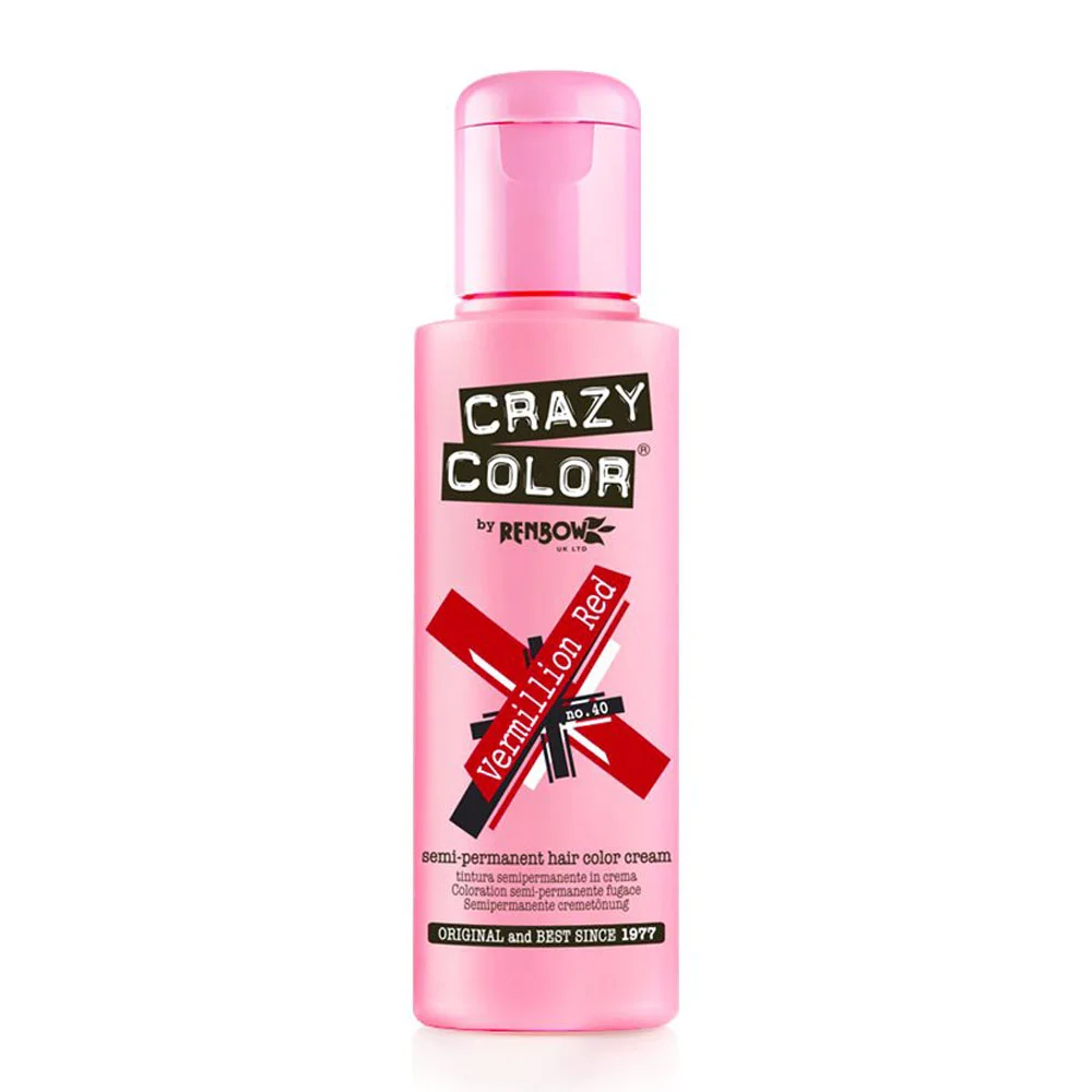 Φωτογραφία προϊόντος: Crazy color ημιμόνιμη κρέμα-βαφή μαλλιών vermillion red no 40 100ml