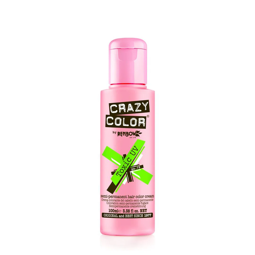 Φωτογραφία προϊόντος: Crazy color ημιμόνιμη κρέμα-βαφή μαλλιών toxic uv (neon green) no79 100ml