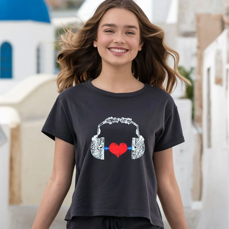 Φωτογραφία προϊόντος: Prime T-Shirt Γυναικείο με σχέδιο ακουστικά Love 8181