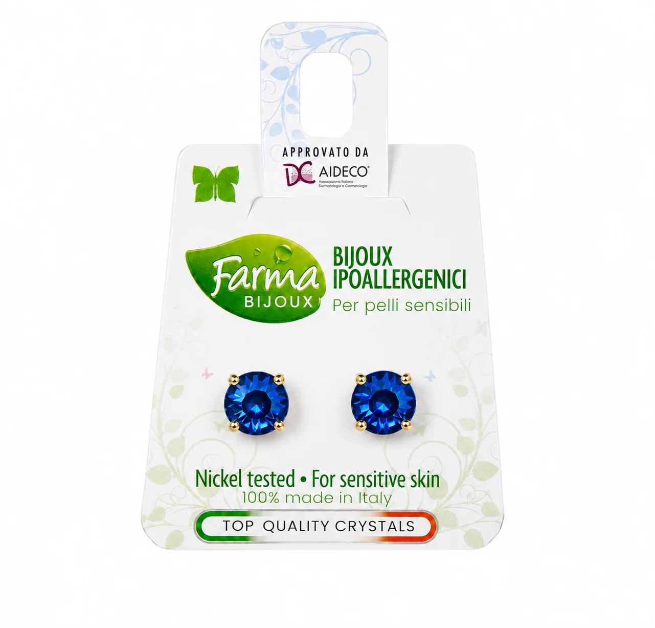 Φωτογραφία προϊόντος: Farma Bijoux Υποαλλεργικά Παιδικά Σκουλαρίκια Καρφωτά με Πέτρες Μπλε 1 Ζευγάρι