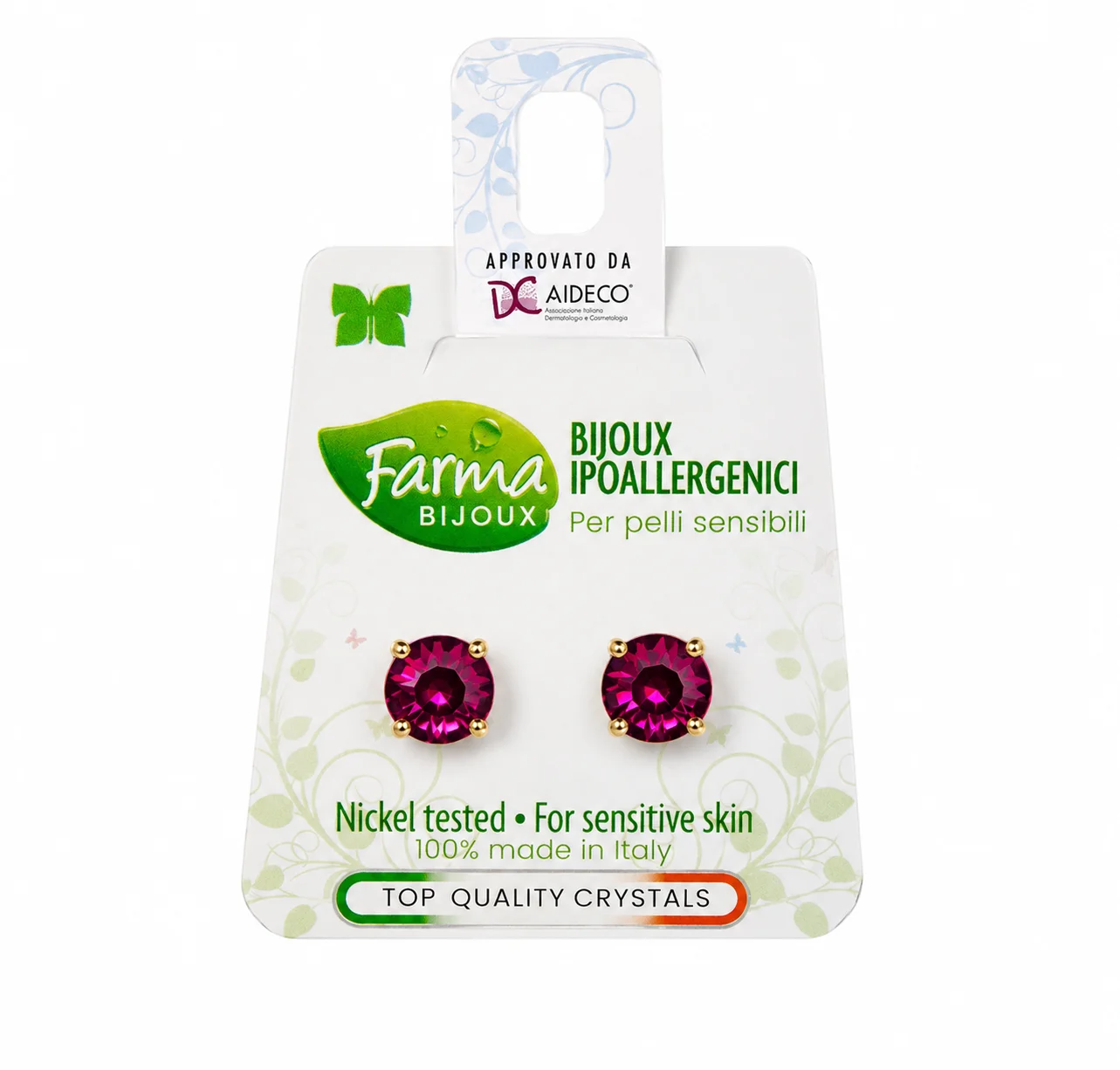 Φωτογραφία προϊόντος: Farma Bijoux Υποαλλεργικά Παιδικά Σκουλαρίκια Καρφωτά με Πέτρες Φούξια 1 Ζευγάρι