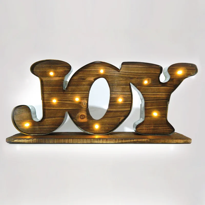Φωτογραφία προϊόντος: OEM Ξύλινη Επιγραφή "Joy", Φωτιζόμενη, 50X9X23cm
